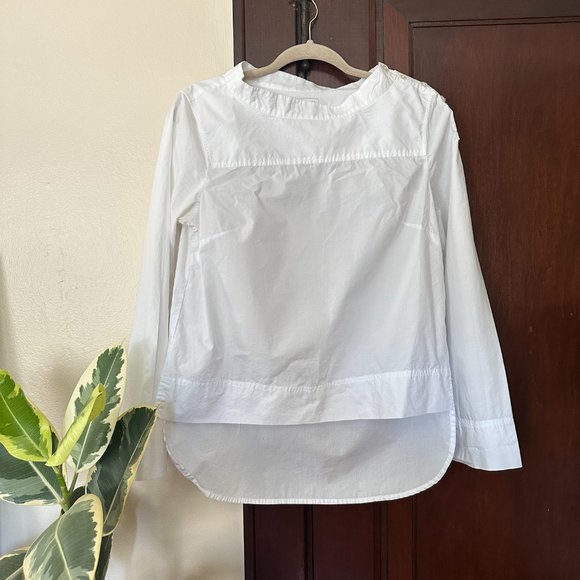 JCREW Bell Sleeve White Mock Collar Shirt - Picture 2 of 4